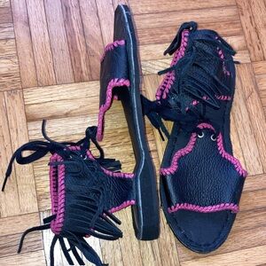 Handmade in Mexico Black and Pink Women's Sandals 9